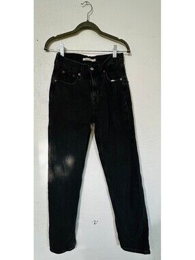 Levis 501 Original Cropped Jeans Women 24 Faded Black High Rise Straight Denim